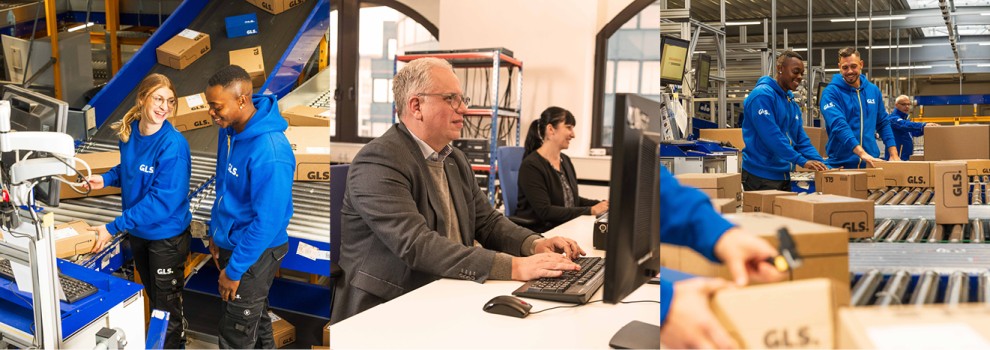 Arbeitssituationen bei GLS im Büro oder im Betrieb